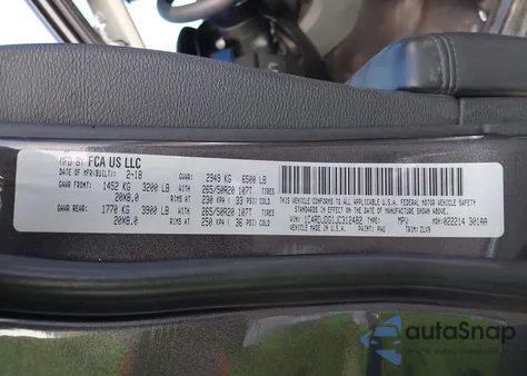 2018 Dodge Durango Gt Awd z USA, uszkodzony, nr VIN 1C4RDJDG1JC312482